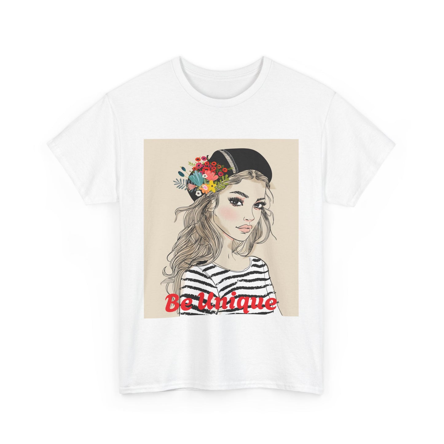 Floral Portrait Unisex Heavy Cotton Tee - Stylish & Comfortable