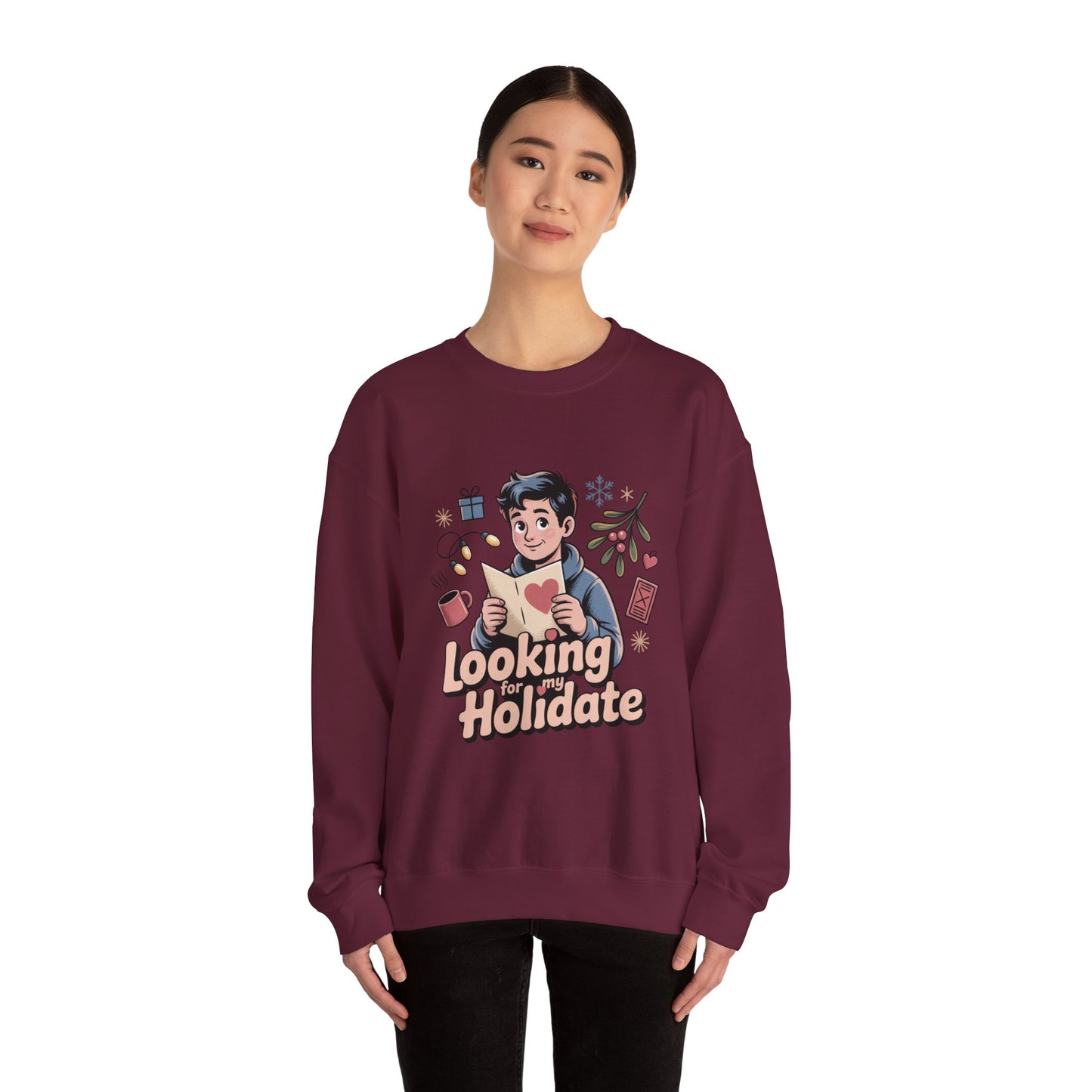 Looking for Holidate Sweatshirt | Holiday Romance Illustration