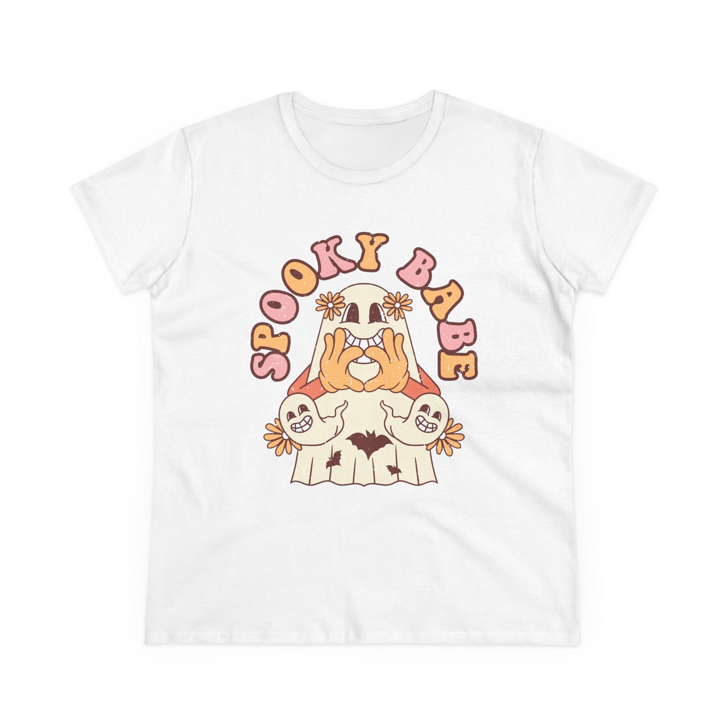 Spooky Babe Tee, Women's Midweight Cotton T-Shirt, Halloween Fashion, Casual Halloween Attire, Vintage Graphic Tee, Trendy Fall Shirt