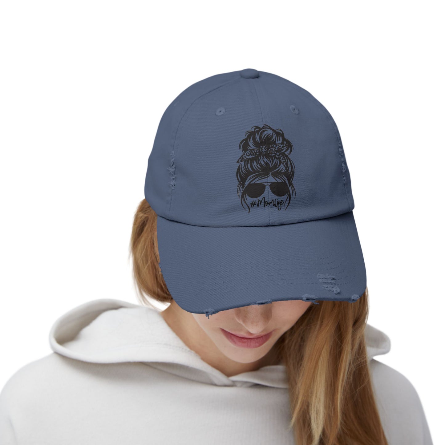 #MomLife Distressed Unisex Cap - Trendy Relaxed Fit Hat for Moms