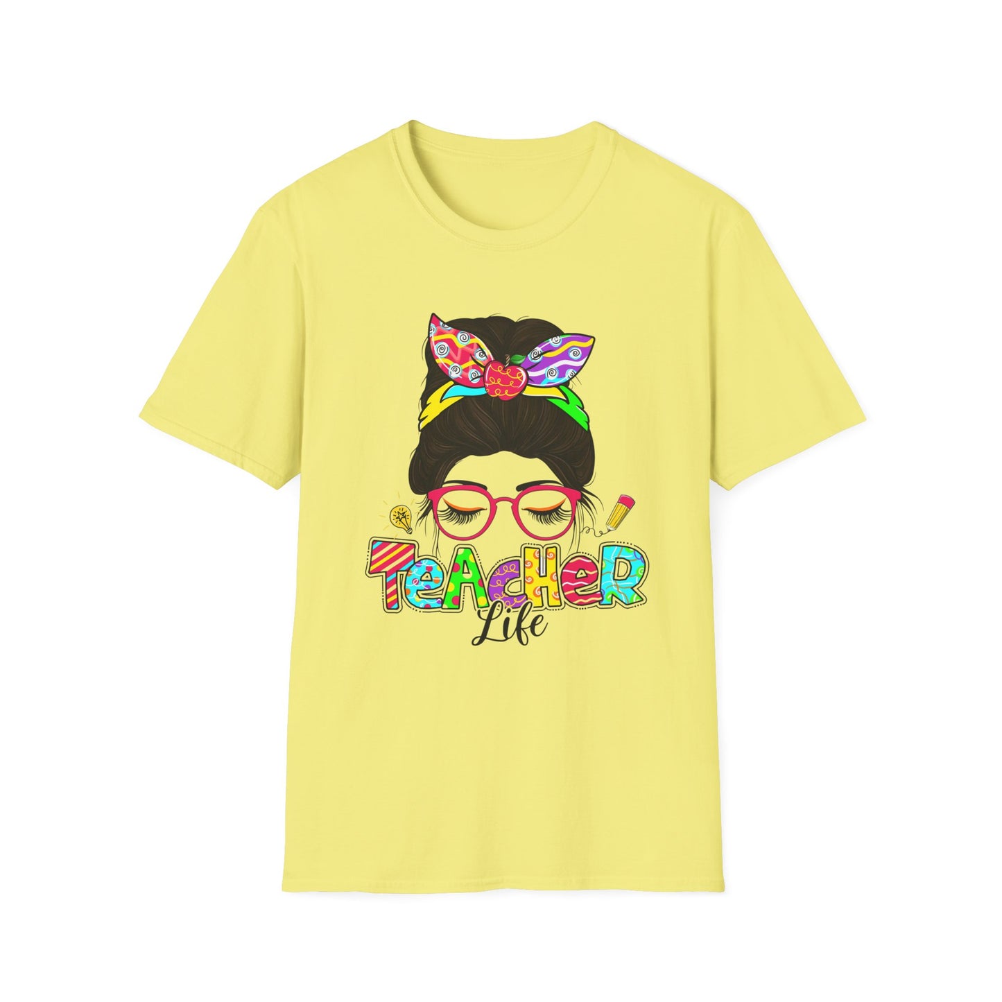 Teacher Life Unisex Softstyle T-Shirt - Fun and Colorful Design for Educators