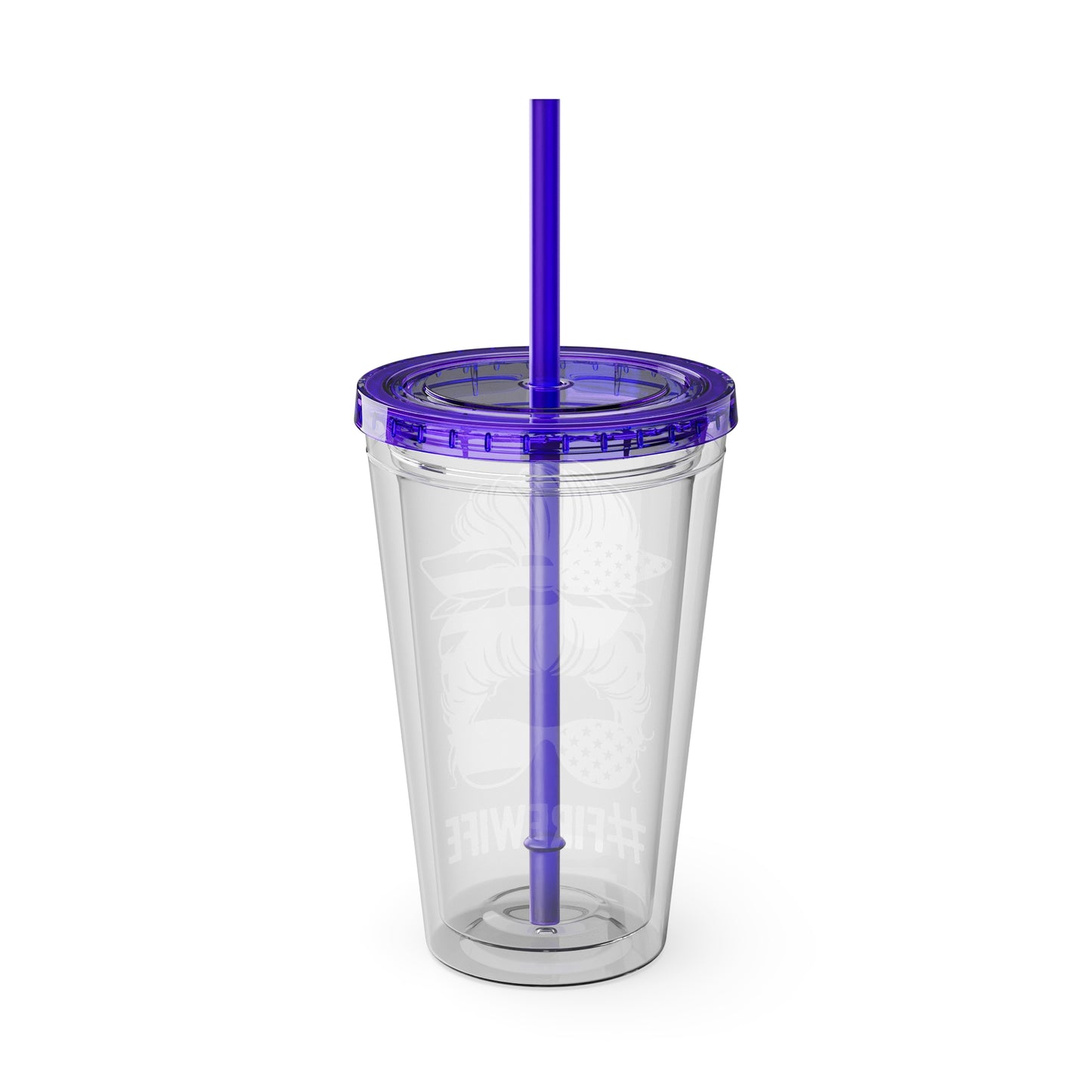 Sunsplash 16oz Tumbler with Straw - #FireWife Drinkware for Firefighters' Spouses