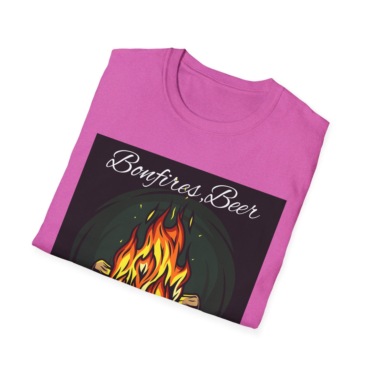 Bowfires, Beer, and Besties Unisex Softstyle T-Shirt - Perfect for Camping and Outdoor Gatherings