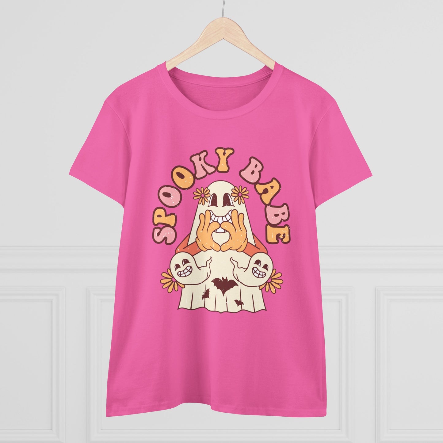 Spooky Babe Tee, Women's Midweight Cotton T-Shirt, Halloween Fashion, Casual Halloween Attire, Vintage Graphic Tee, Trendy Fall Shirt