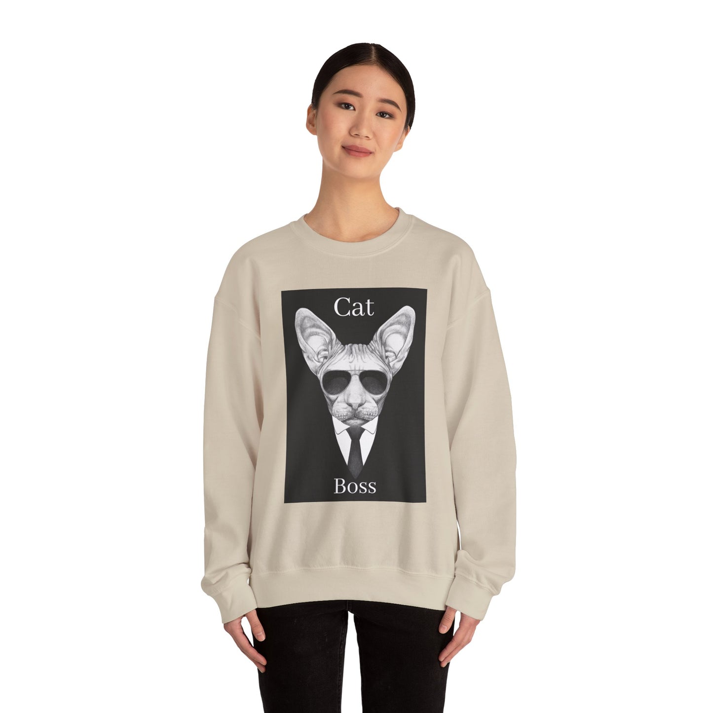 Cat Boss Unisex Crewneck Sweatshirt - Funny Cat Graphic Pullover