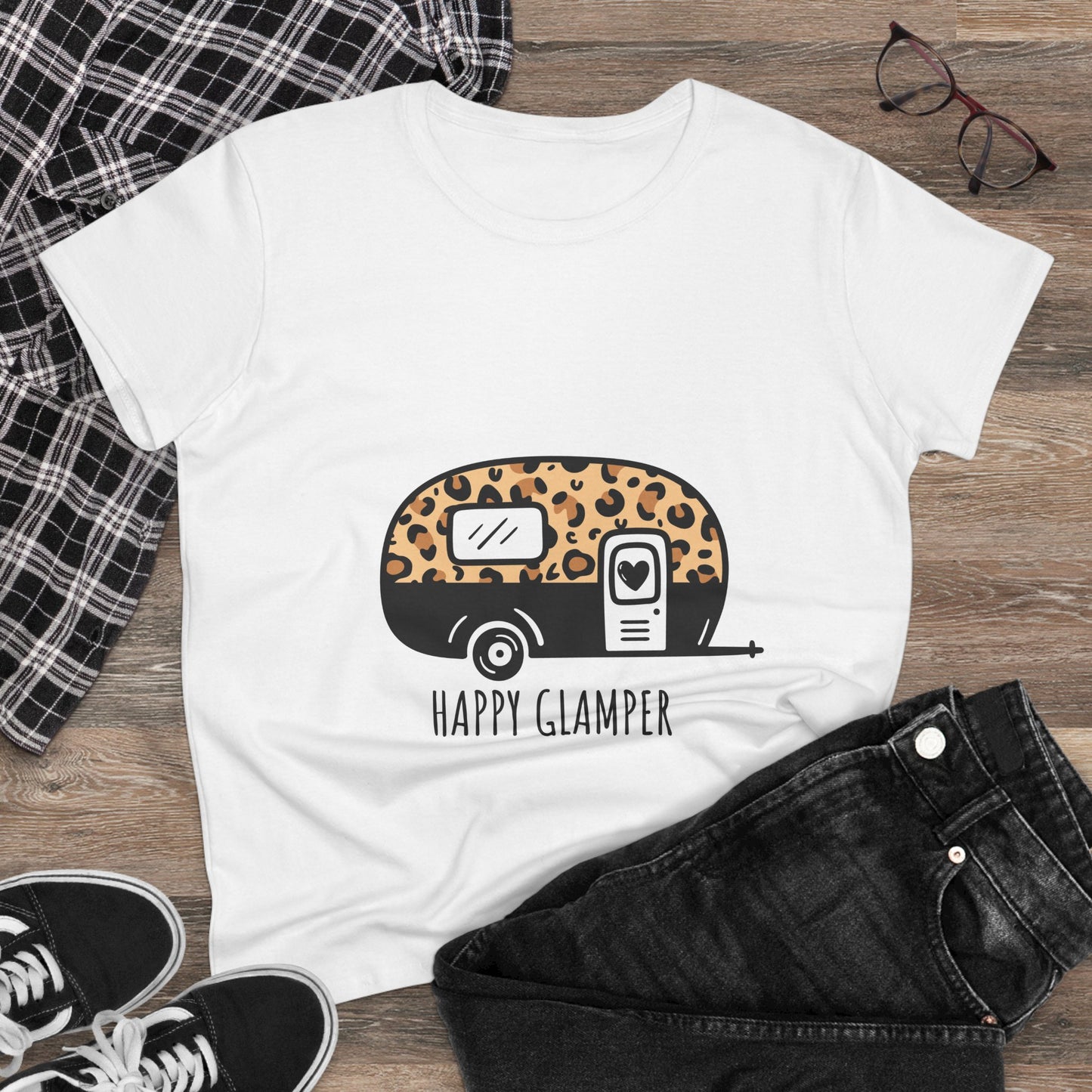 Happy Glamper Women's Cotton Tee - Ideal for Camping Enthusiasts