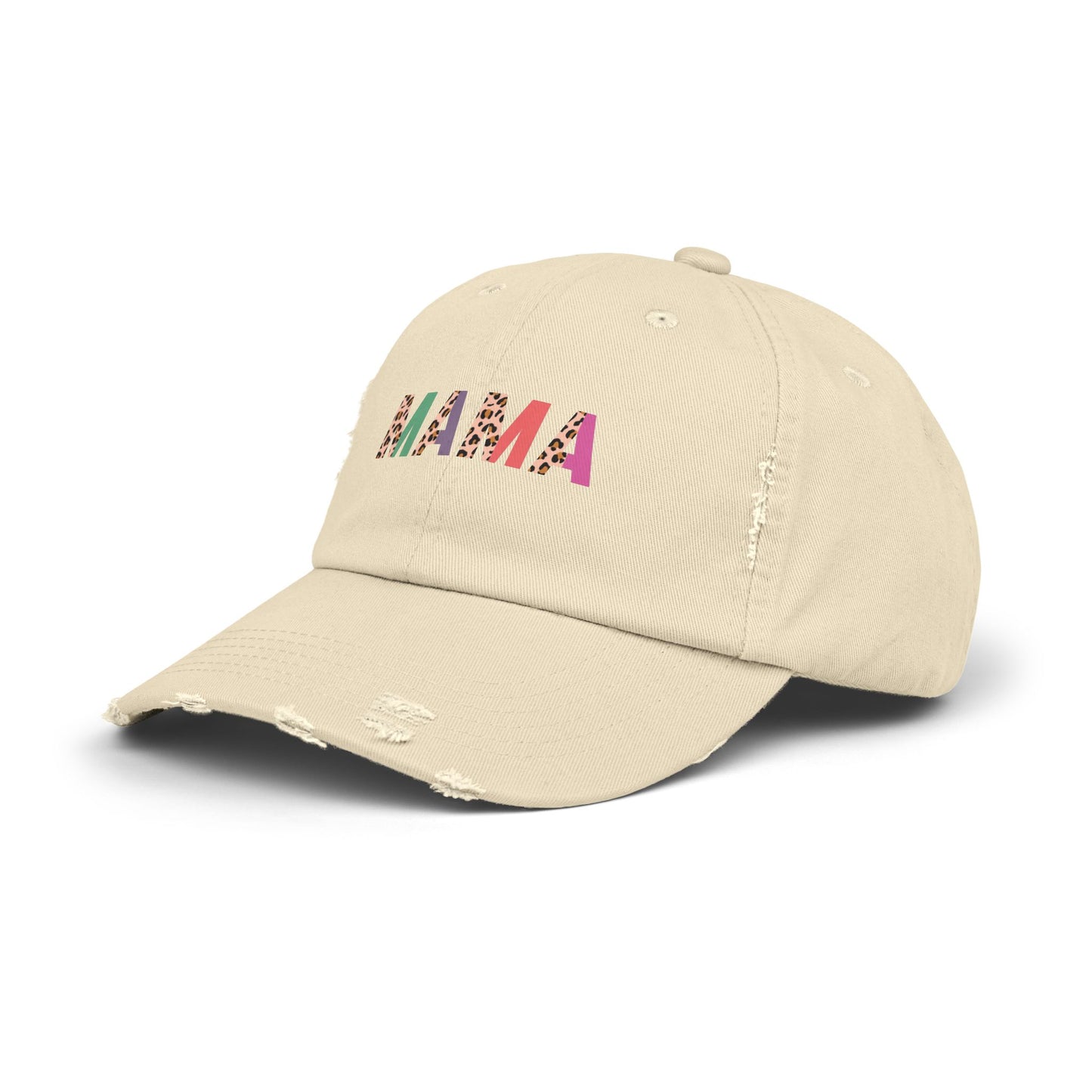 Trendy Unisex Distressed Cap - 'MAMA' Graphic Hat for Stylish Moms