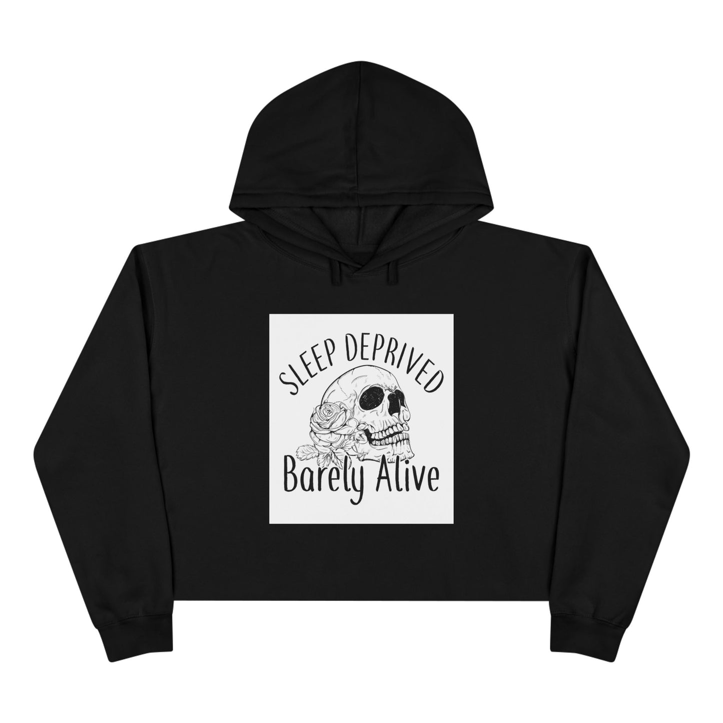 Sleep Deprived Barely Alive Crop Hoodie - Trendy Pullover for Night Owls