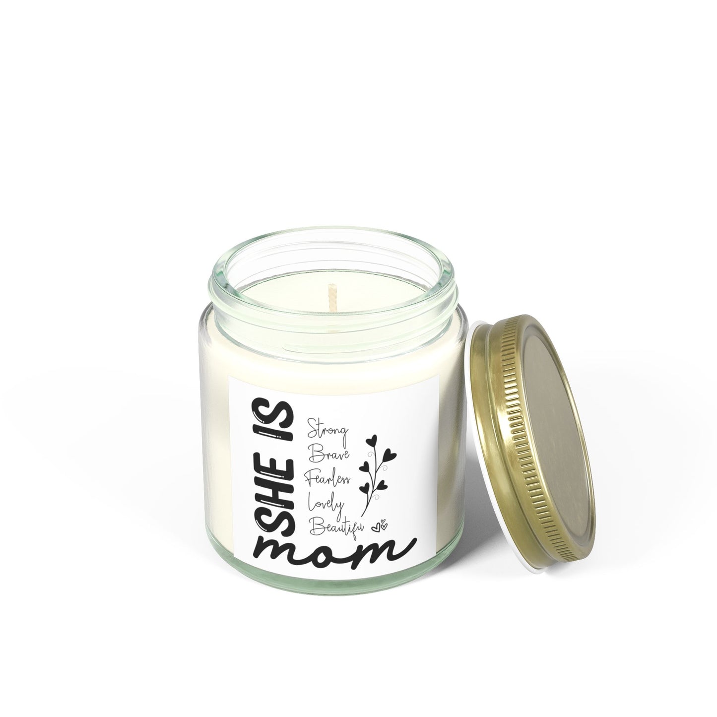 Scented Candle - "She is Mom" - Coconut Apricot Wax (4oz & 9oz) - Perfect Gift for Mother's Day