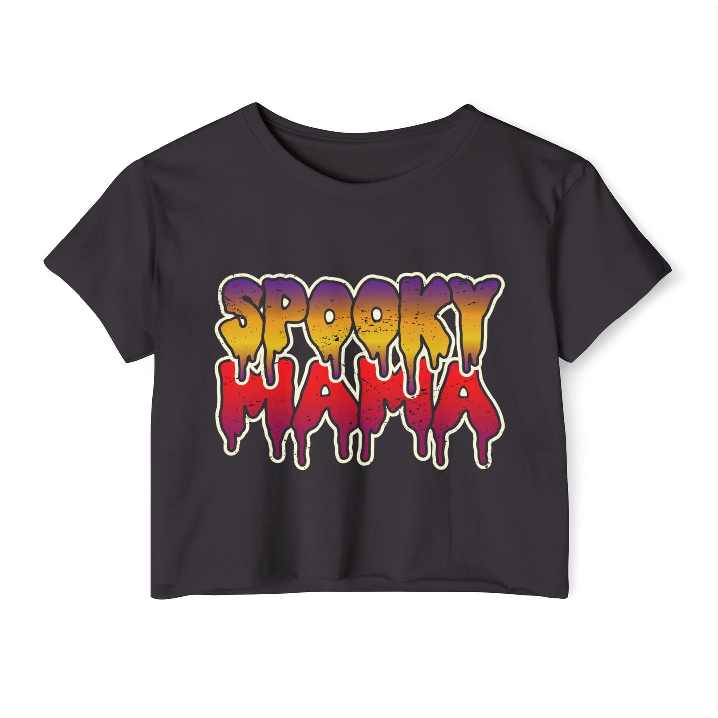 Spooky Mama Women's Festival Crop Top, Halloween Shirt, Boho Crop Tee, Festival Wear, Party Top, Casual Stylish Crop