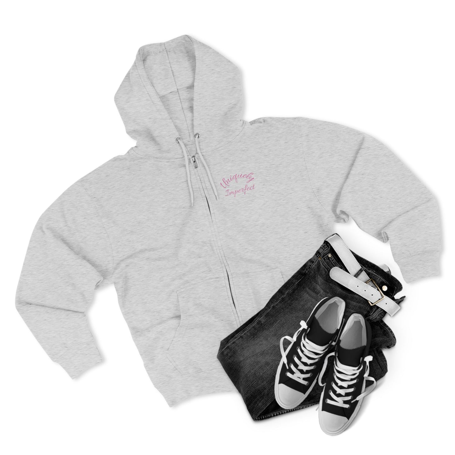 Unique & Imperfect Unisex Zip Hoodie - Edgy Skull Design