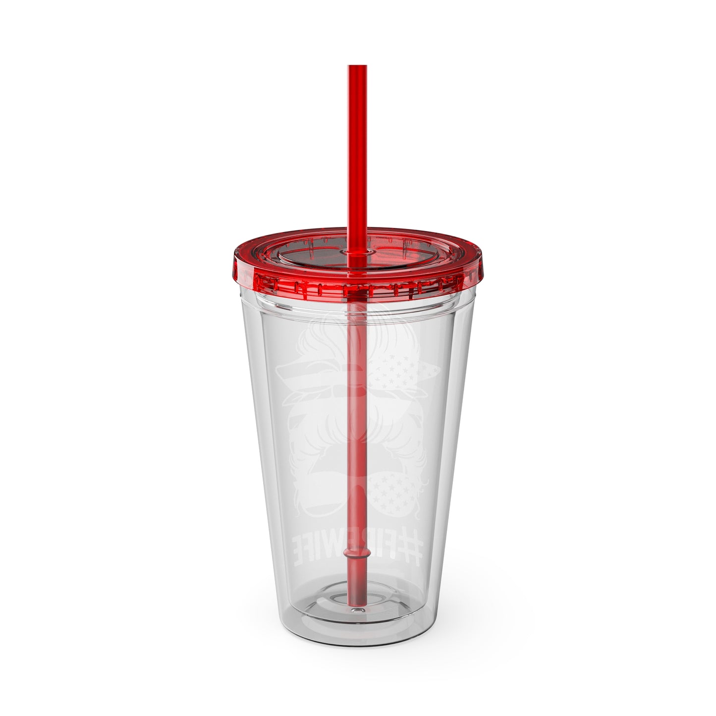 Sunsplash 16oz Tumbler with Straw - #FireWife Drinkware for Firefighters' Spouses