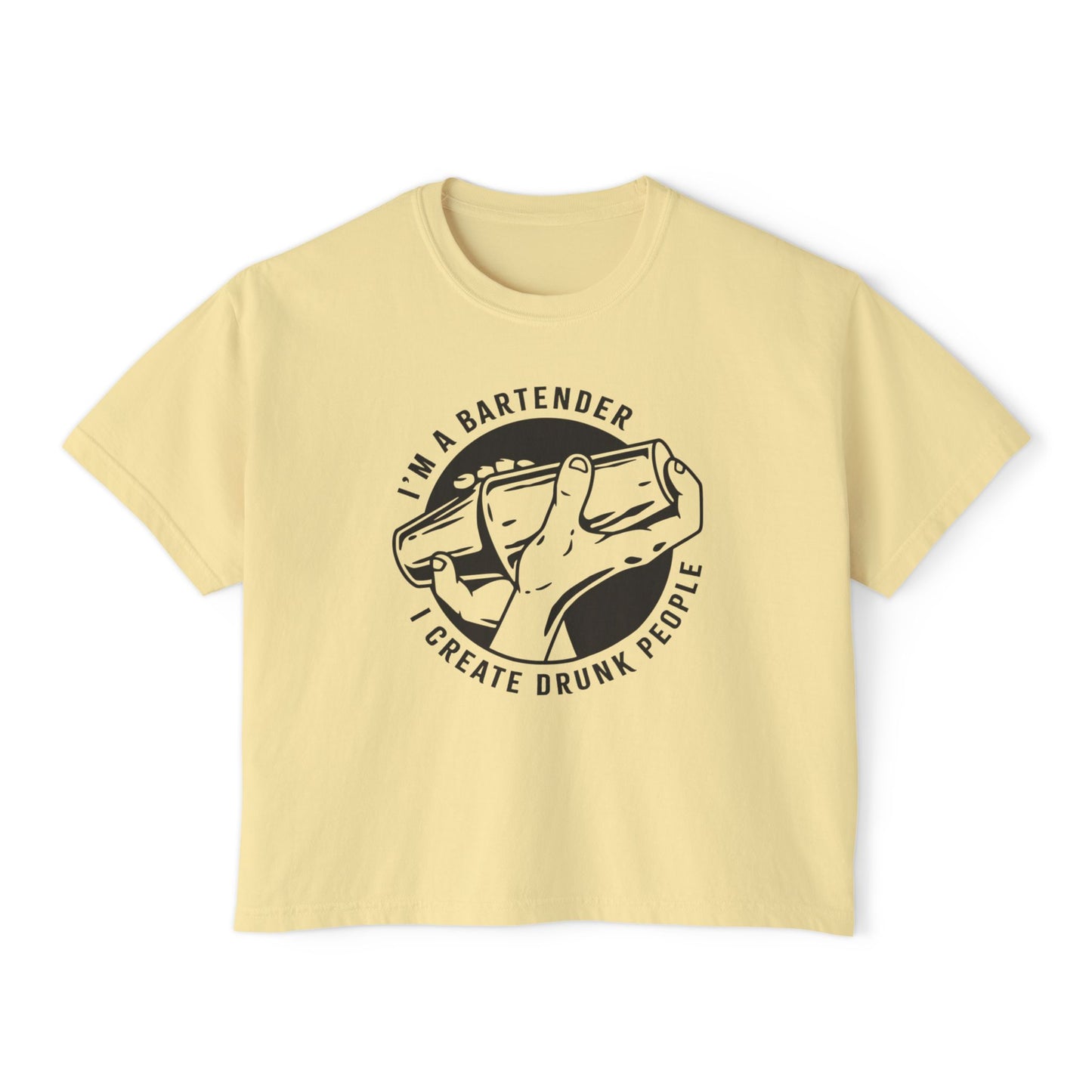 Bartender Vibe Women's Boxy Tee, Casual Graphic Top, Fun Bartending Shirt, Perfect for Parties, Gift for Bartenders