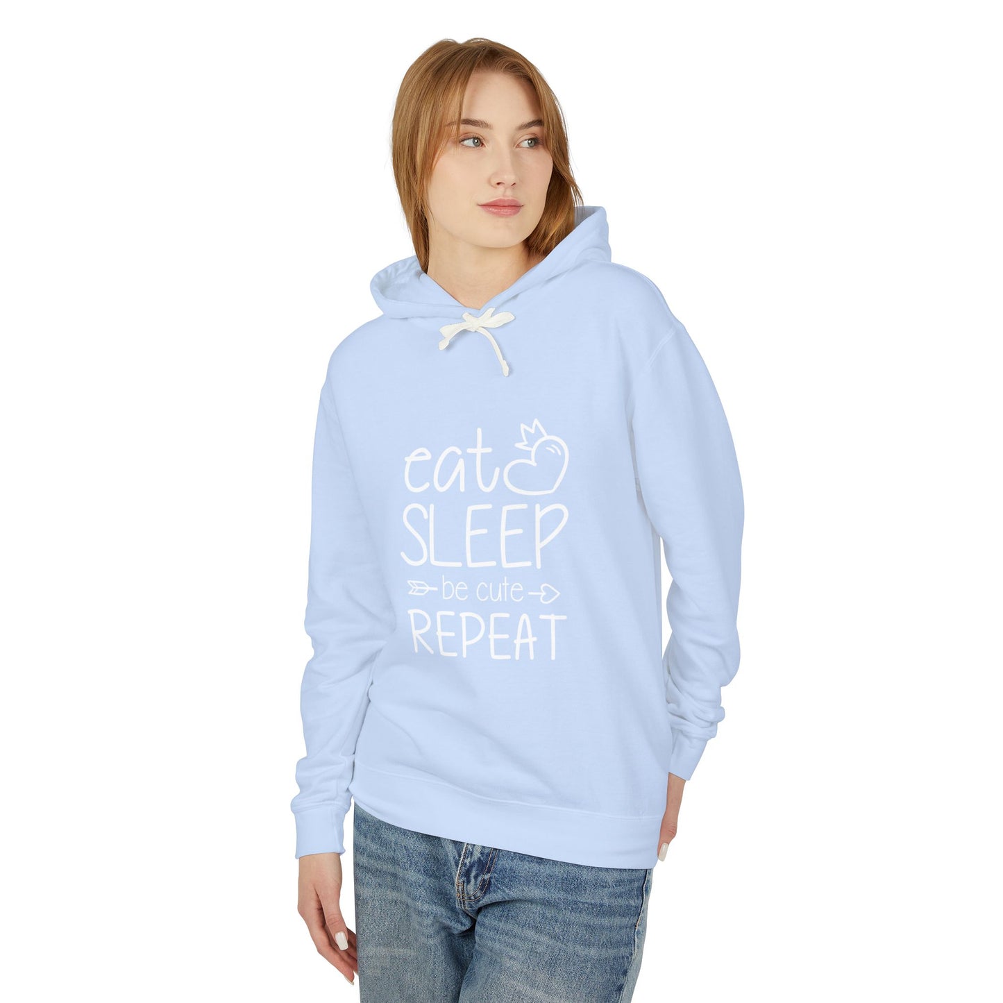 Eat Sleep Be Cute Repeat Unisex Lightweight Hooded Sweatshirt