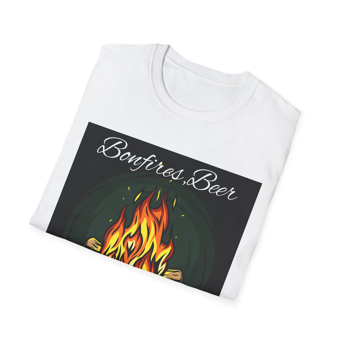 Bowfires, Beer, and Besties Unisex Softstyle T-Shirt - Perfect for Camping and Outdoor Gatherings