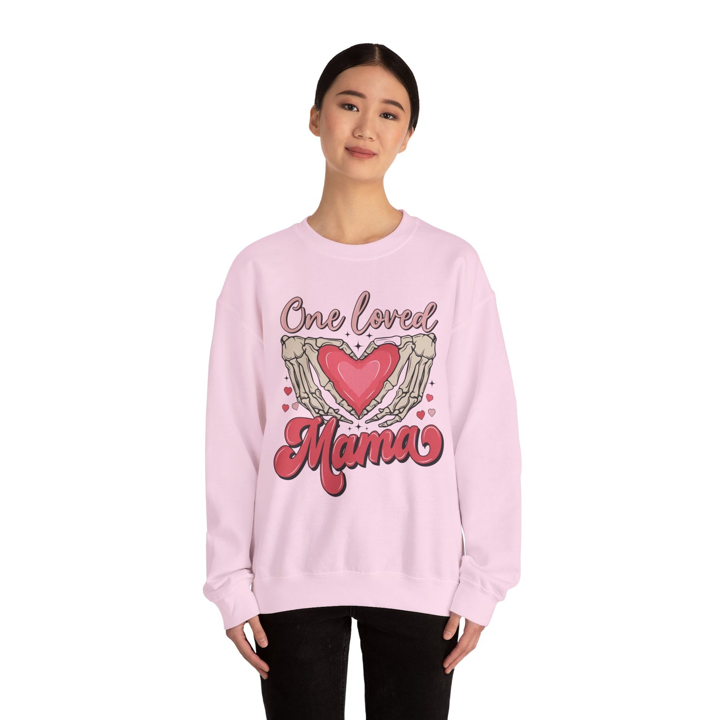 One Loved Mama Crewneck Sweatshirt, Perfect Gift for Moms, Cozy Layer for Birthdays, Mother's Day, Heartfelt Gift Idea