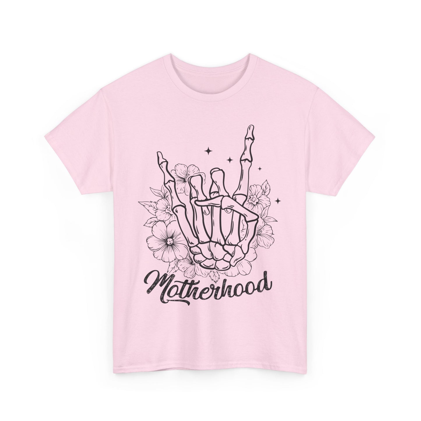 Unisex Heavy Cotton Tee - Motherhood Skeleton Hand Design