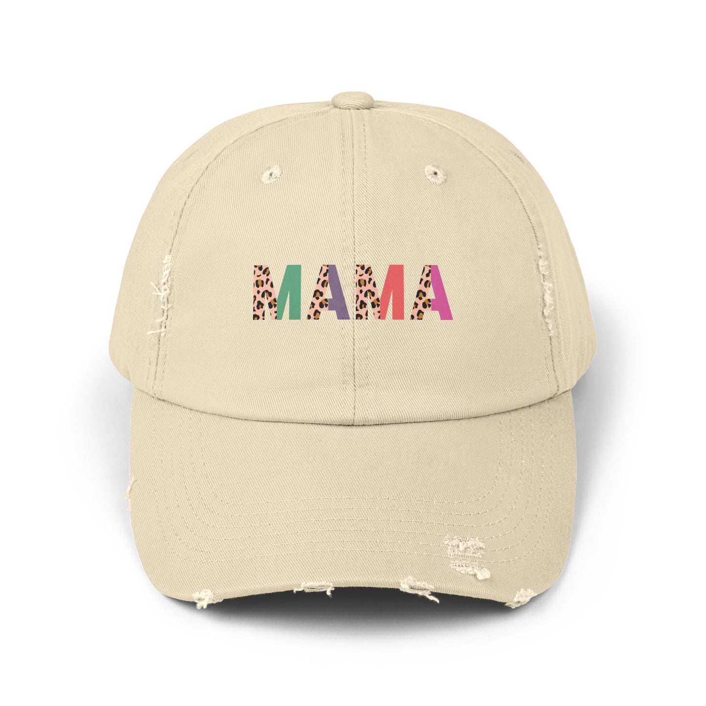 Trendy Unisex Distressed Cap - 'MAMA' Graphic Hat for Stylish Moms