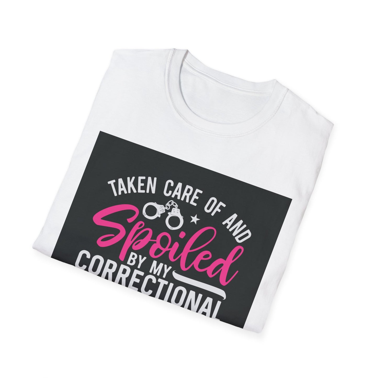 Spoiled by My Correctional Officer Husband T-Shirt | Unisex Softstyle Tee for Proud Wives | Perfect Gift for Special Occasions