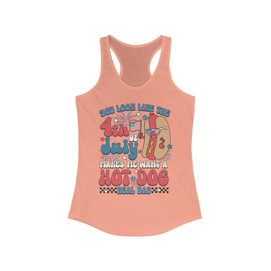 Patriotic Hot Dog Tank Top, Women's Racerback, July 4th Celebration, Summer BBQ, Fun Independence Day Shirt, Gift for Foodies, Festive [...]