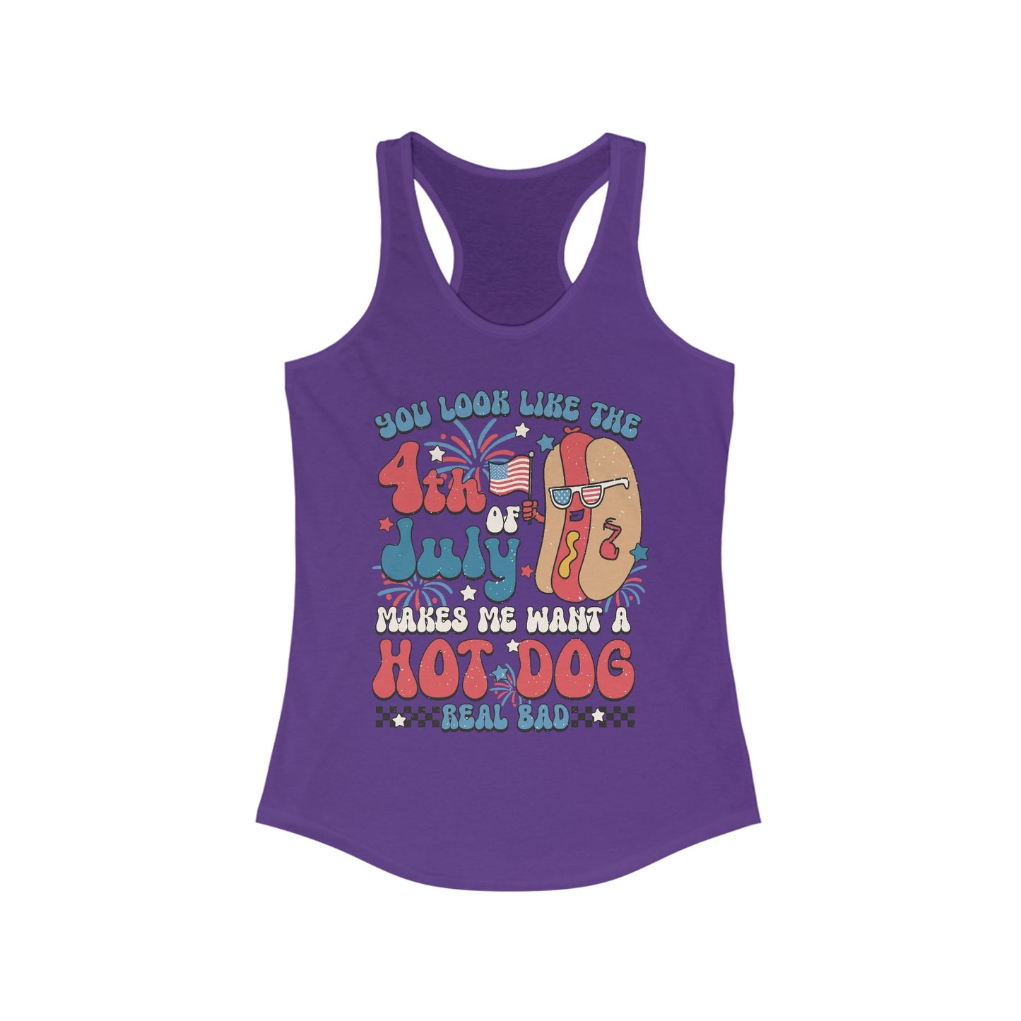 Patriotic Hot Dog Tank Top, Women's Racerback, July 4th Celebration, Summer BBQ, Fun Independence Day Shirt, Gift for Foodies, Festive [...]