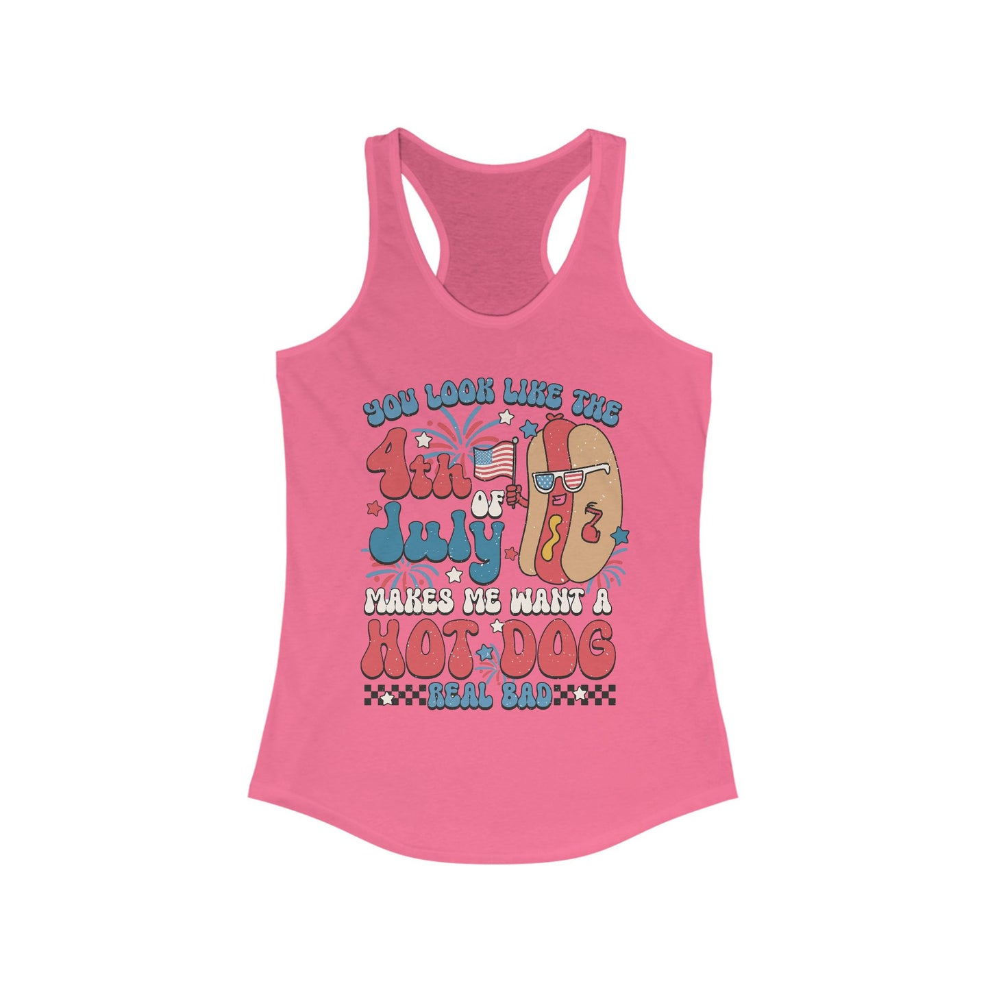 Patriotic Hot Dog Tank Top, Women's Racerback, July 4th Celebration, Summer BBQ, Fun Independence Day Shirt, Gift for Foodies, Festive [...]