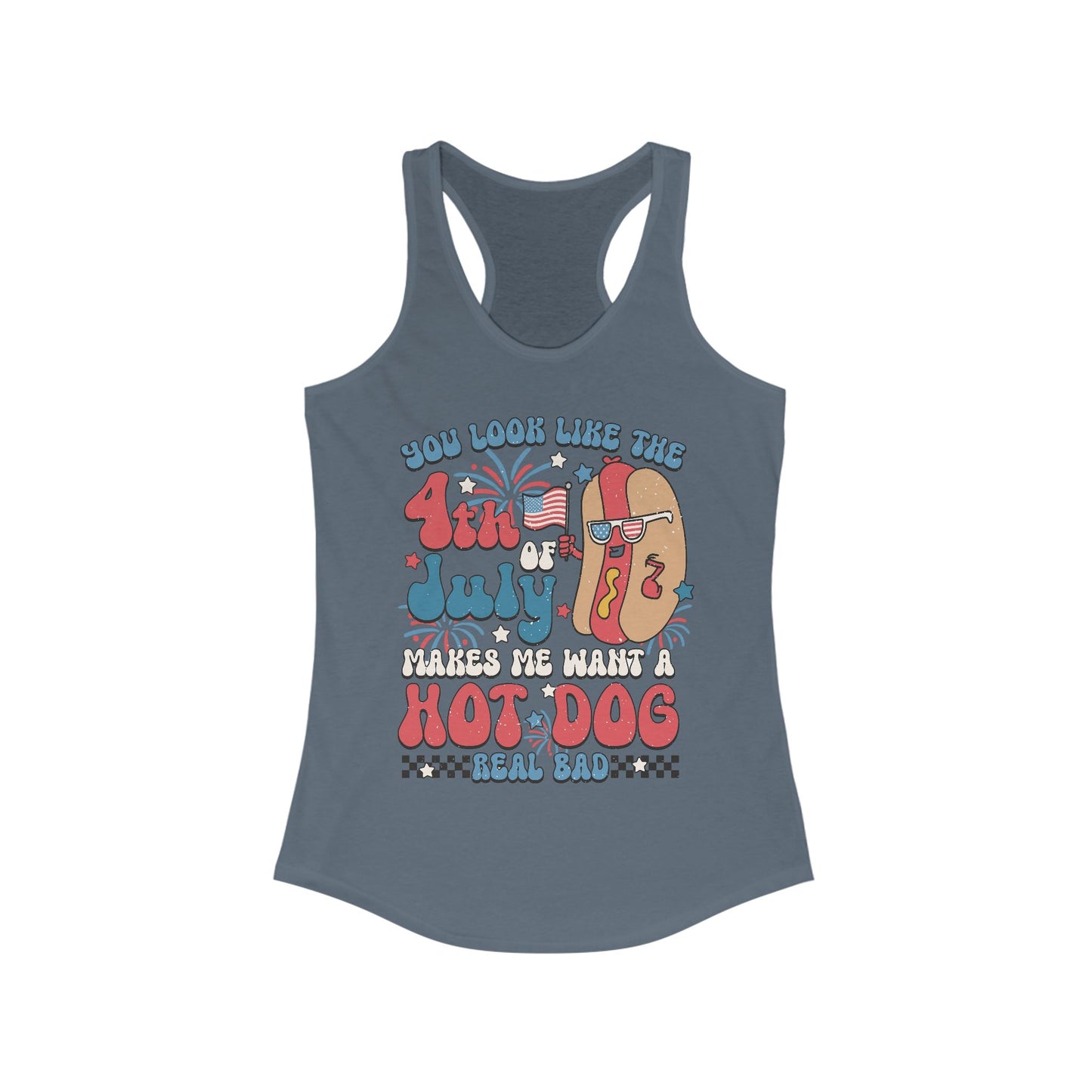 Patriotic Hot Dog Tank Top, Women's Racerback, July 4th Celebration, Summer BBQ, Fun Independence Day Shirt, Gift for Foodies, Festive [...]