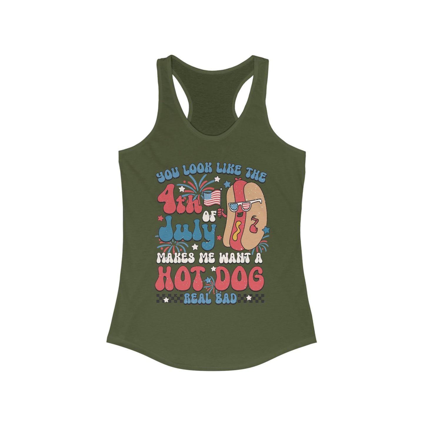 Patriotic Hot Dog Tank Top, Women's Racerback, July 4th Celebration, Summer BBQ, Fun Independence Day Shirt, Gift for Foodies, Festive [...]