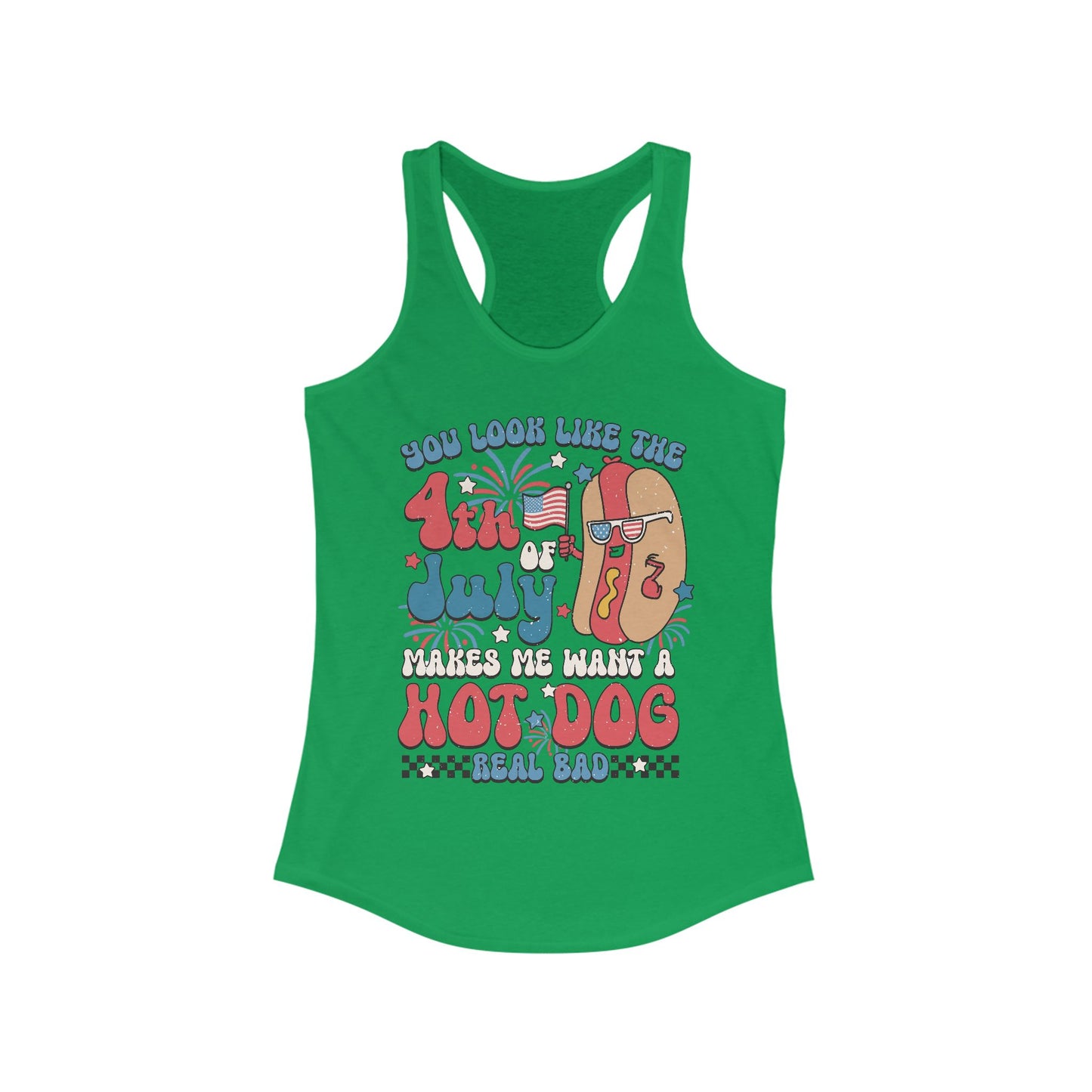 Patriotic Hot Dog Tank Top, Women's Racerback, July 4th Celebration, Summer BBQ, Fun Independence Day Shirt, Gift for Foodies, Festive [...]