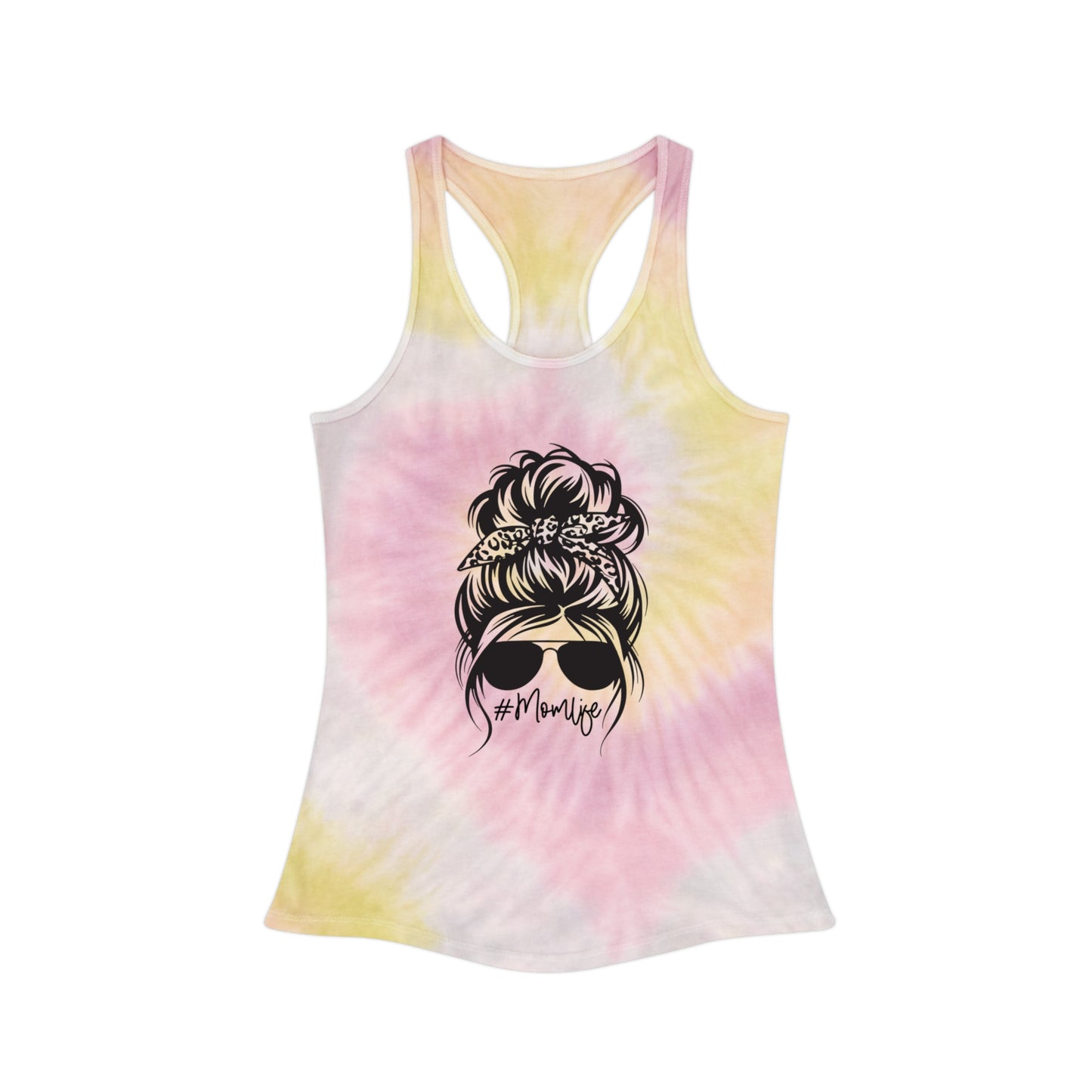 Mom Life Tie Dye Racerback Tank Top - Stylish Summer Top for Moms