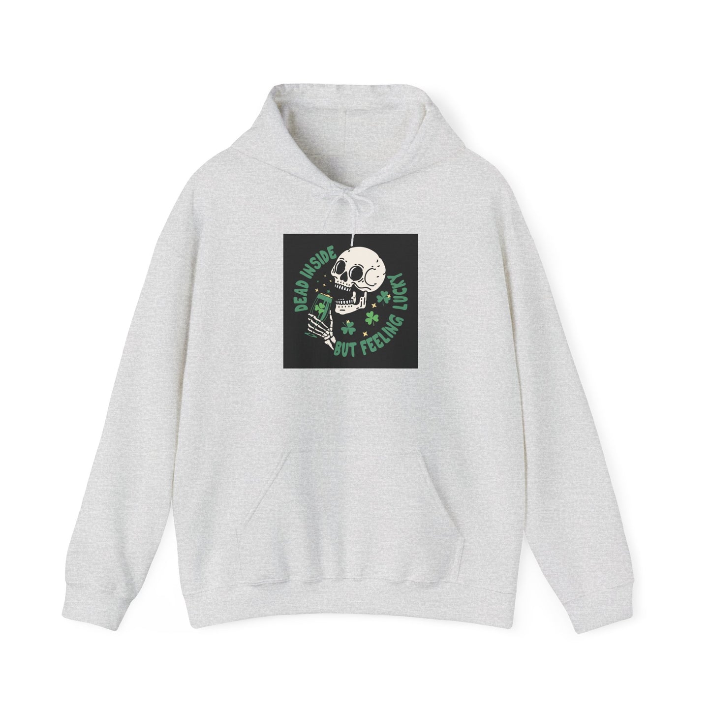 "Dead Inside but Feeling Lucky" Unisex Heavy Blend Hooded Sweatshirt - Perfect for Halloween & Casual Wear