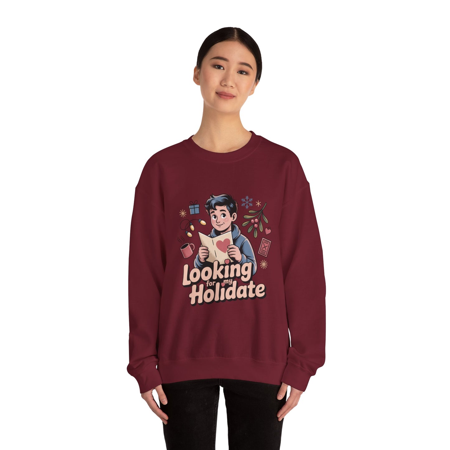 Looking for Holidate Sweatshirt | Holiday Romance Illustration