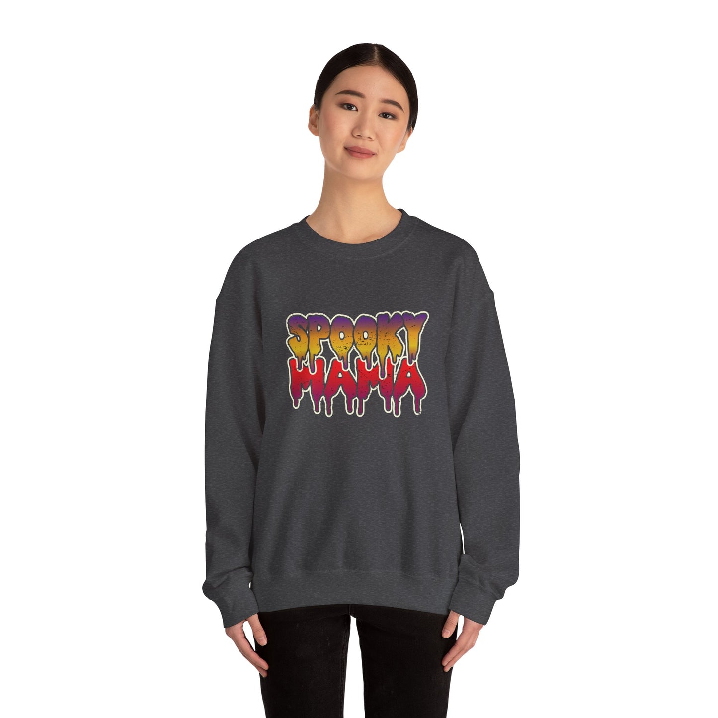Spooky Mama Crewneck Sweatshirt, Halloween Sweatshirt, Gift for Moms, Cozy Fall Apparel, Unisex Holiday Clothing