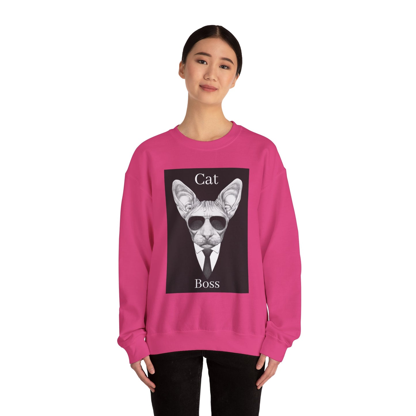 Cat Boss Unisex Crewneck Sweatshirt - Funny Cat Graphic Pullover