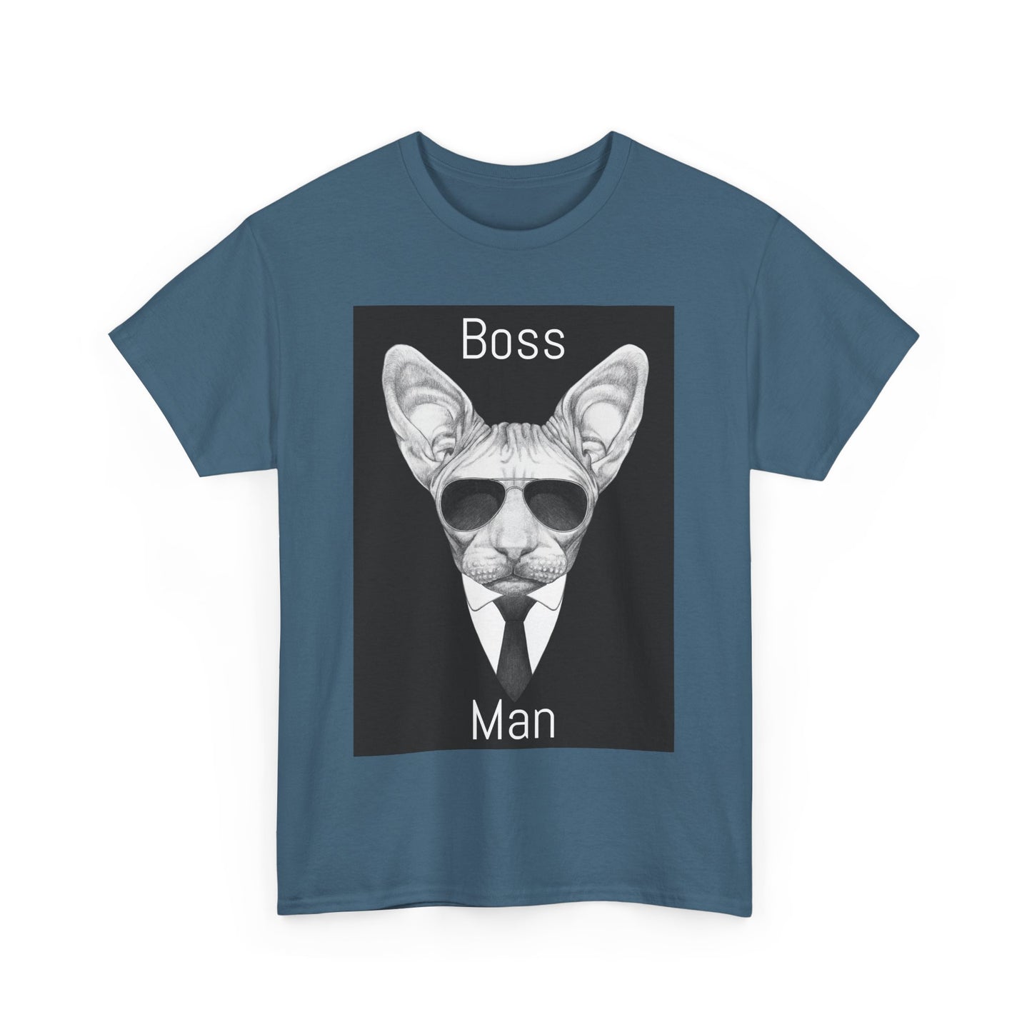 Cool Boss Man Cat Unisex Heavy Cotton Tee