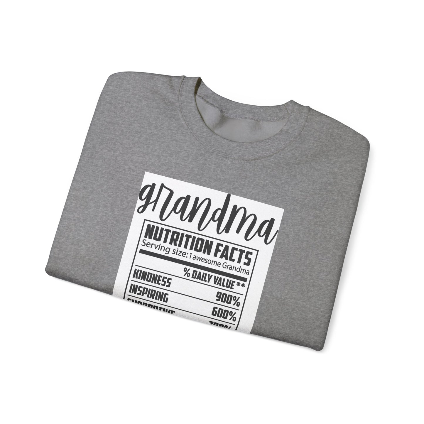 Grandma Nutrition Facts Sweatshirt - Cozy Unisex Crewneck for Family Celebrations