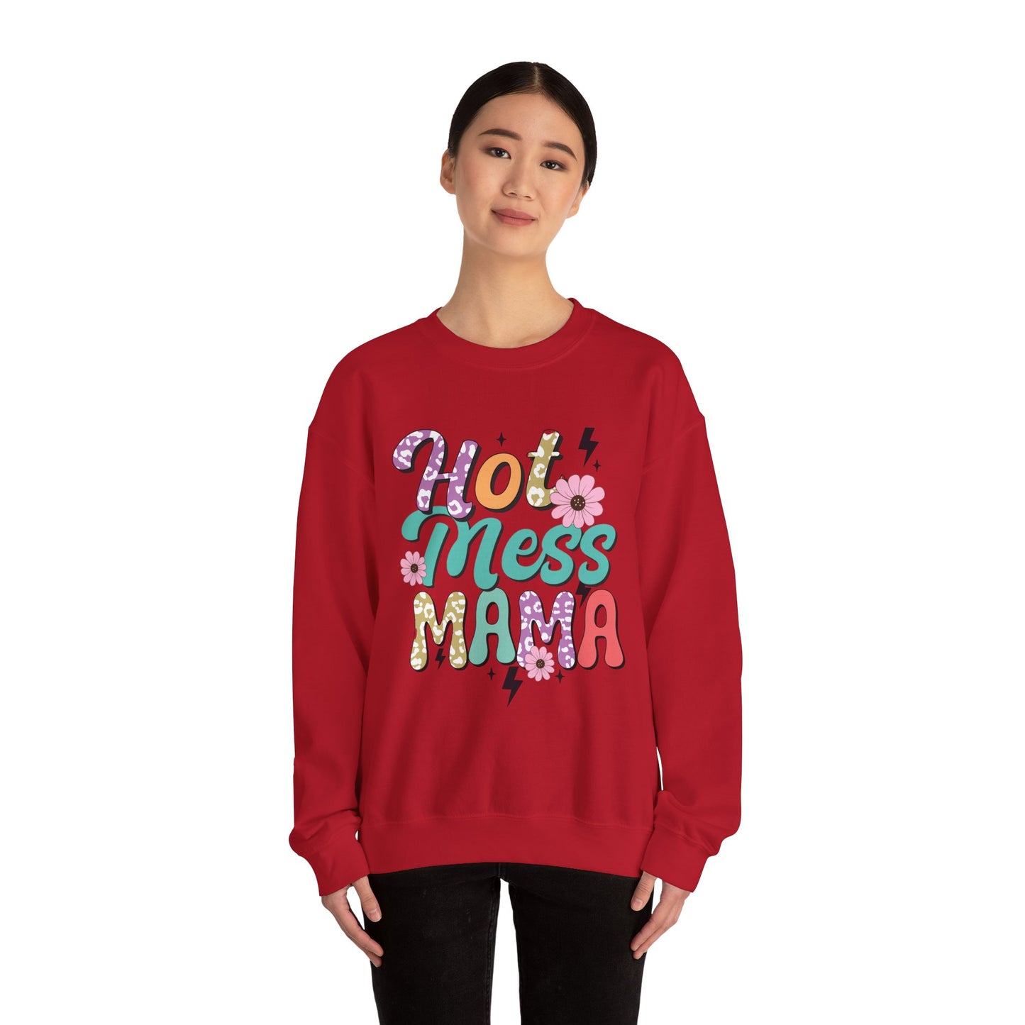 Hot Mess Mama Sweatshirt | Cozy Gift for Moms | Fun and Stylish Crewneck | Perfect for Casual Wear, Birthdays, Mother’s Day, Celebrations