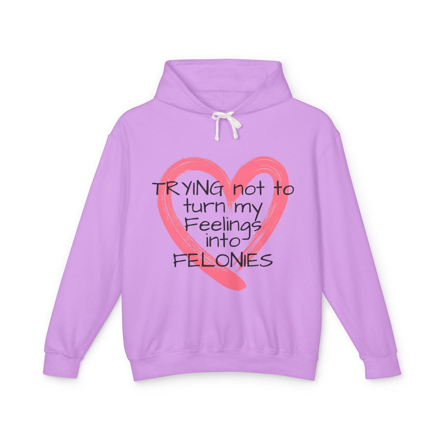 Heartfelt Humor Hoodie - "Trying Not to Turn My Feelings into Felonies" - Perfect for Gifts, Casual Wear, Funny Apparel, Unique [...]