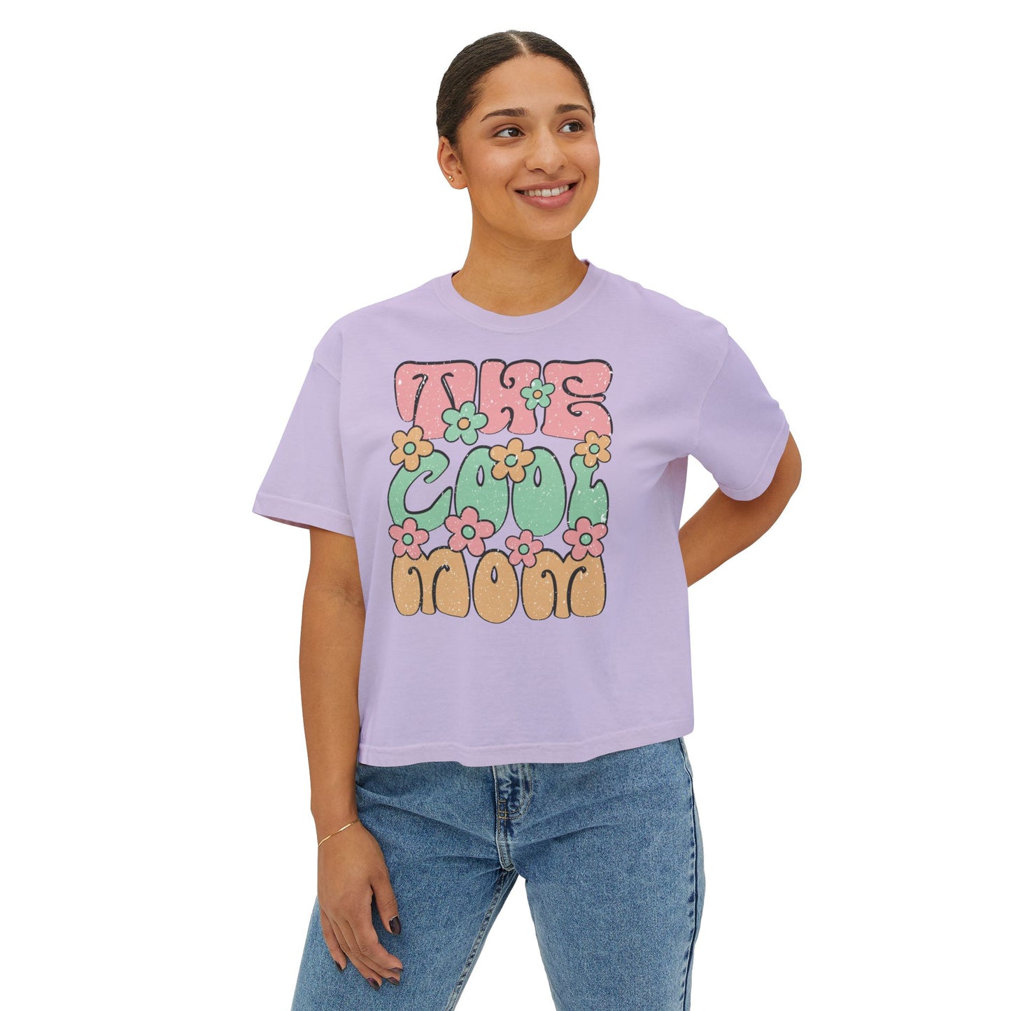 Retro Floral Cool Mom Boxy Tee