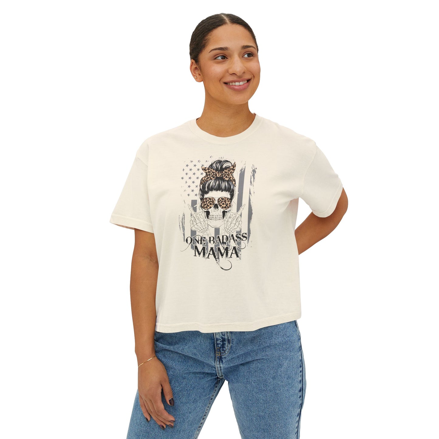 One Badass Mama Women's Boxy Tee | Cool and Comfortable Graphic Tee for Moms