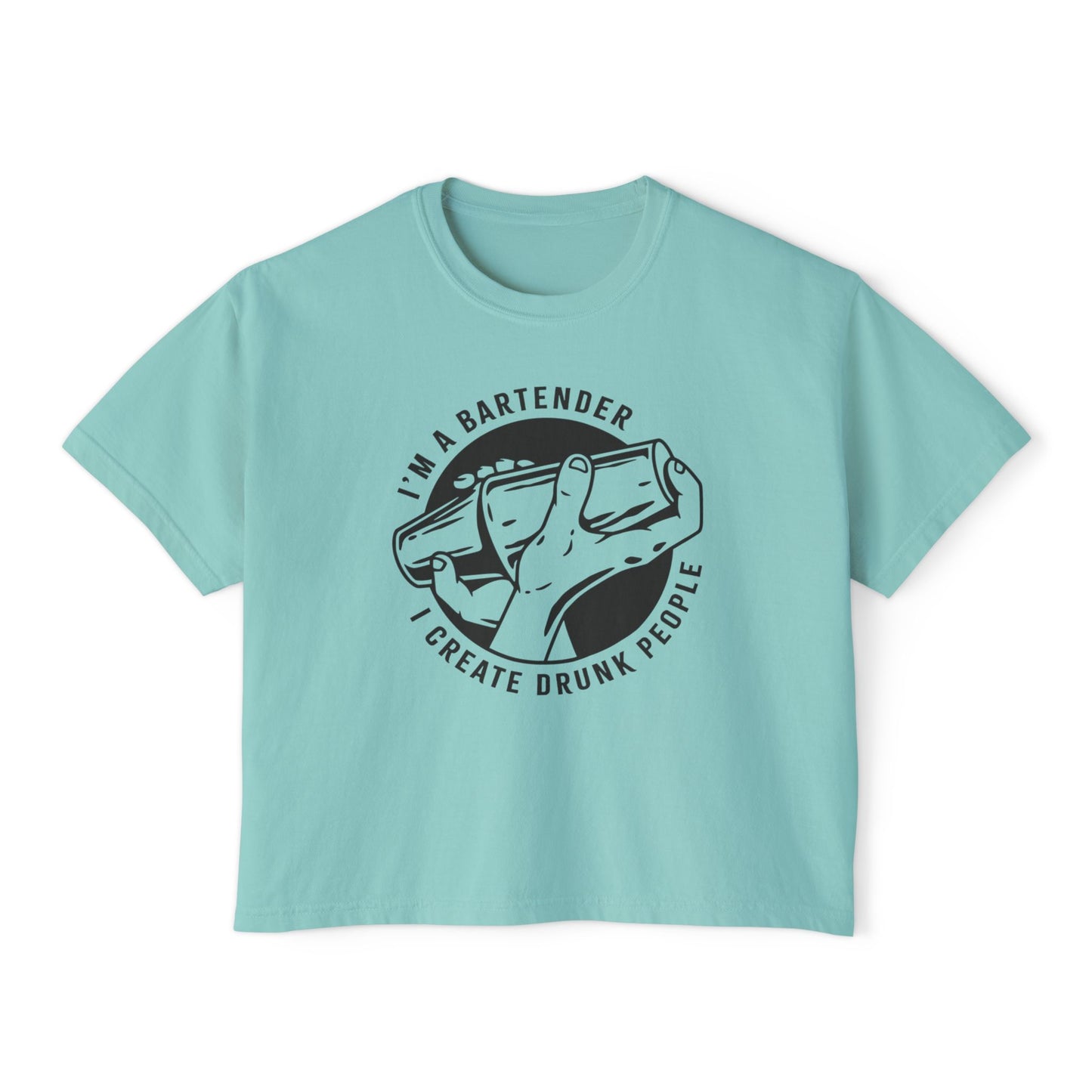 Bartender Vibe Women's Boxy Tee, Casual Graphic Top, Fun Bartending Shirt, Perfect for Parties, Gift for Bartenders