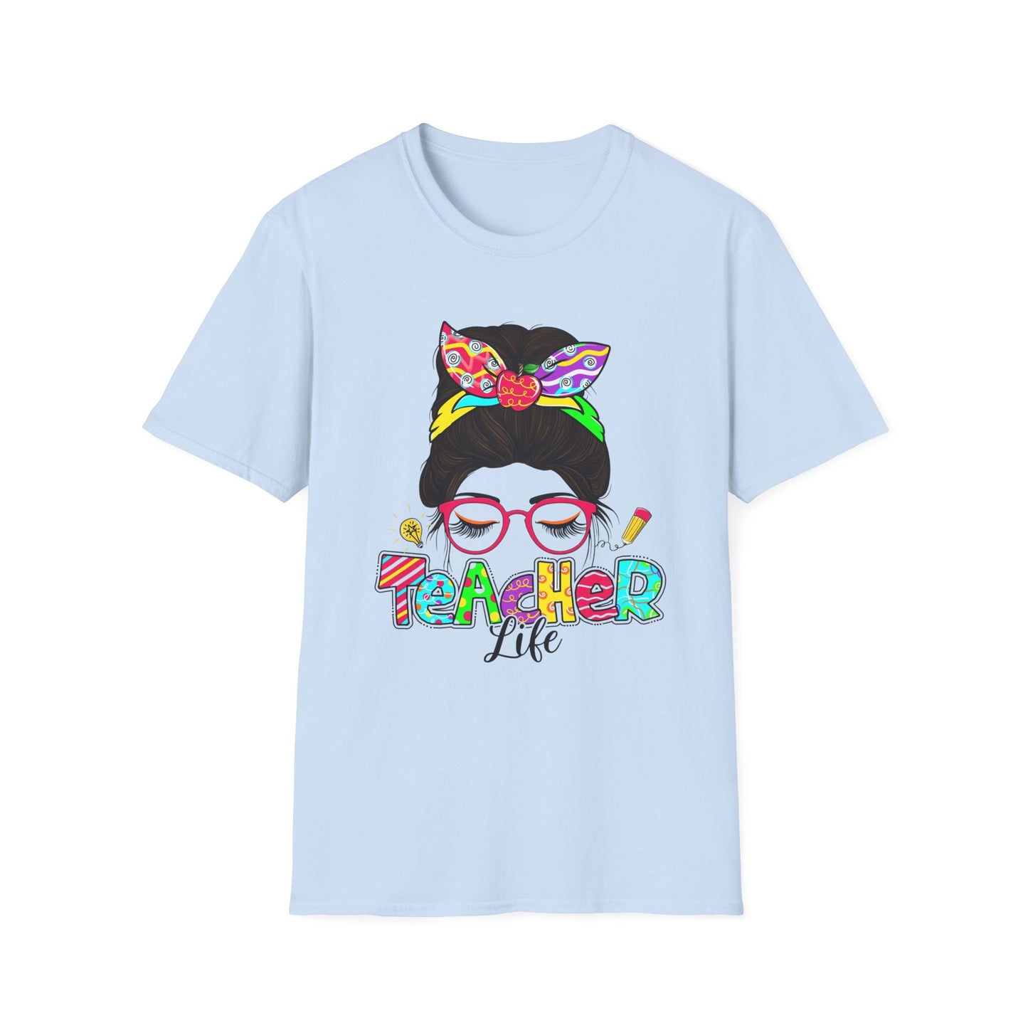 Teacher Life Unisex Softstyle T-Shirt - Fun and Colorful Design for Educators