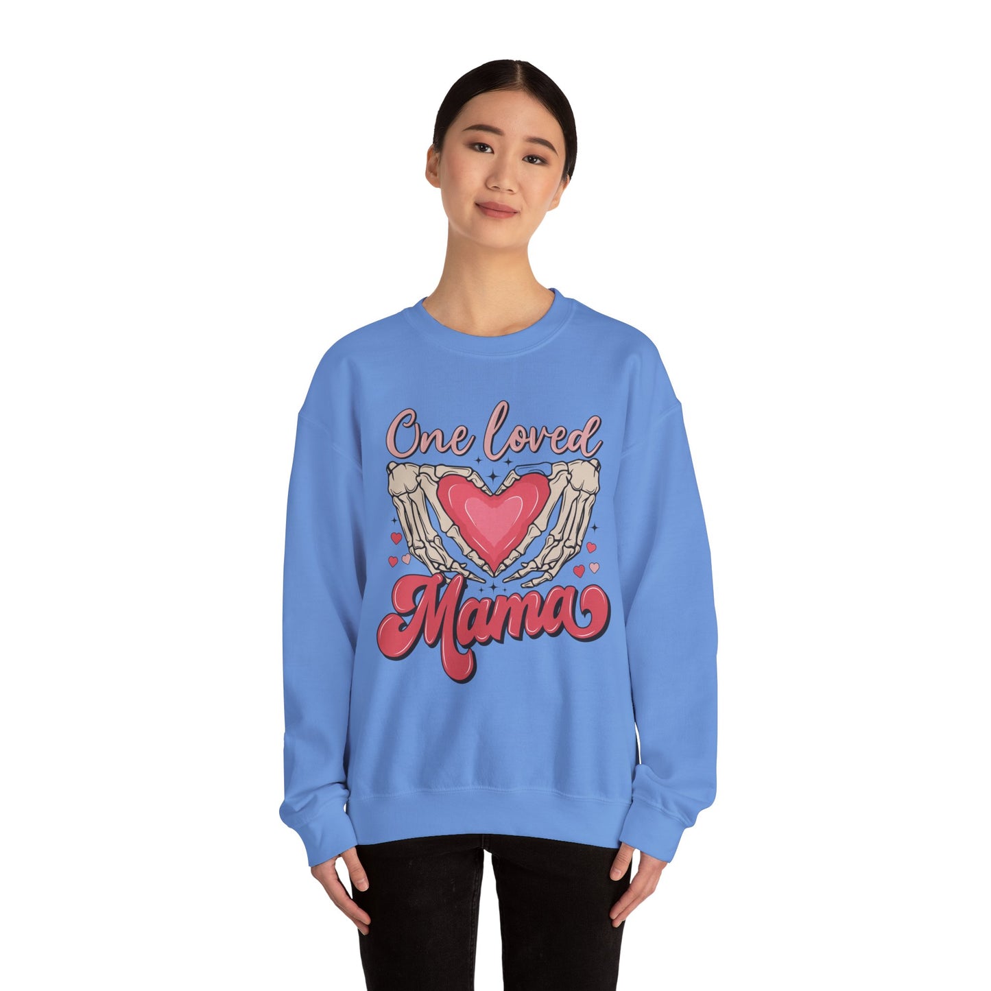 One Loved Mama Crewneck Sweatshirt, Perfect Gift for Moms, Cozy Layer for Birthdays, Mother's Day, Heartfelt Gift Idea