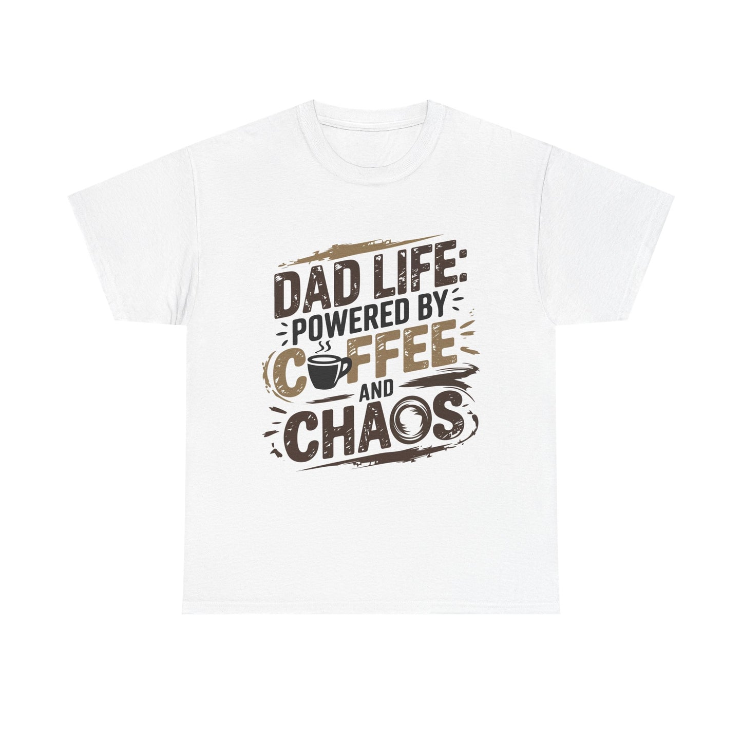 Dad Life Unisex Heavy Cotton Tee - Powered by Coffee and Chaos