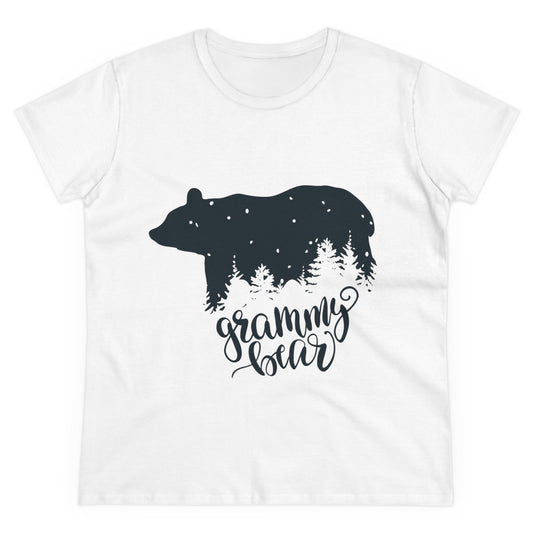 Grammy Bear Women's Midweight Cotton Tee - Cozy Nature Graphic Tee