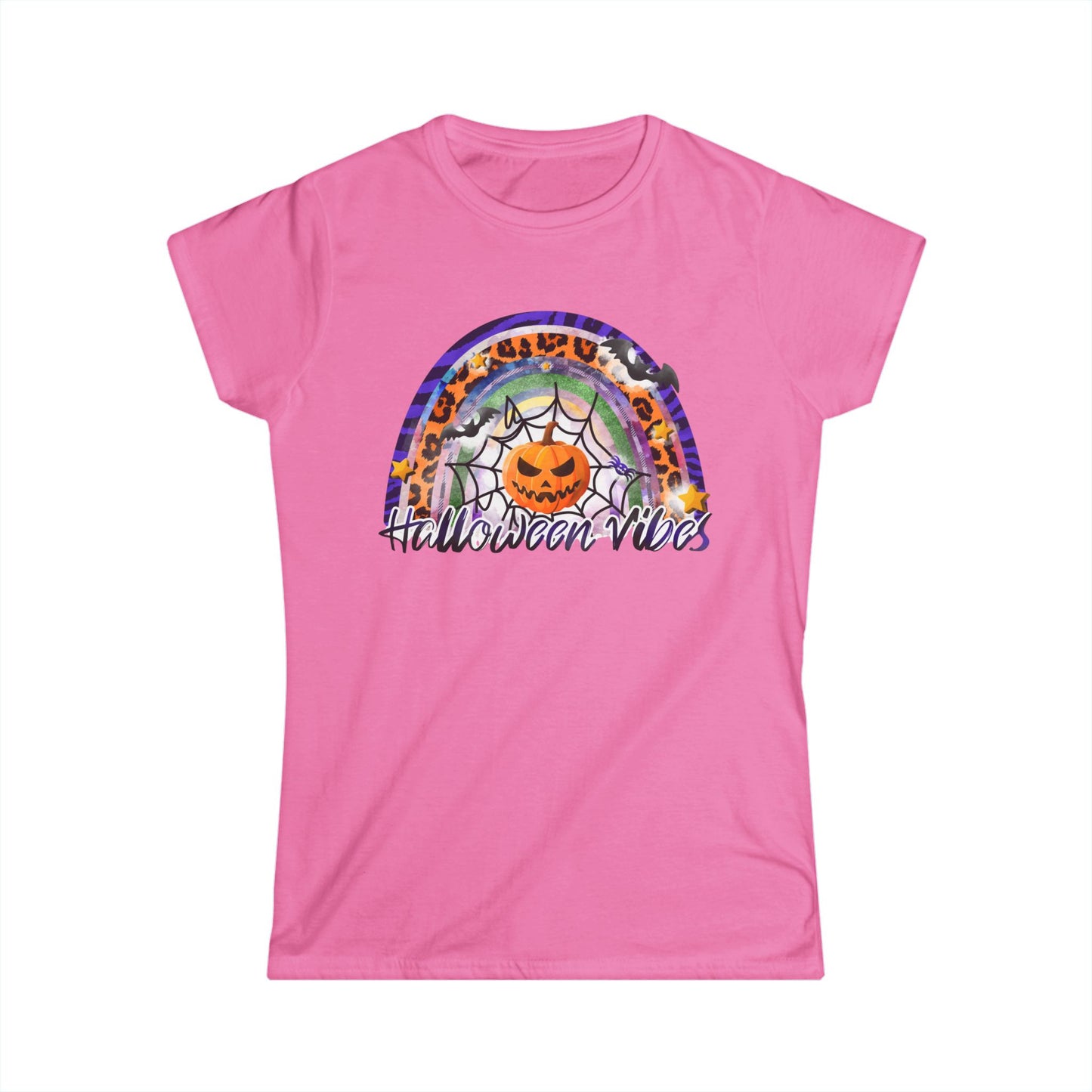 Halloween Vibes Softstyle Tee, Women's Halloween Shirt, Seasonal T-Shirt, Fall Fashion Top, Spooky Graphic Tee, Casual Halloween Wear