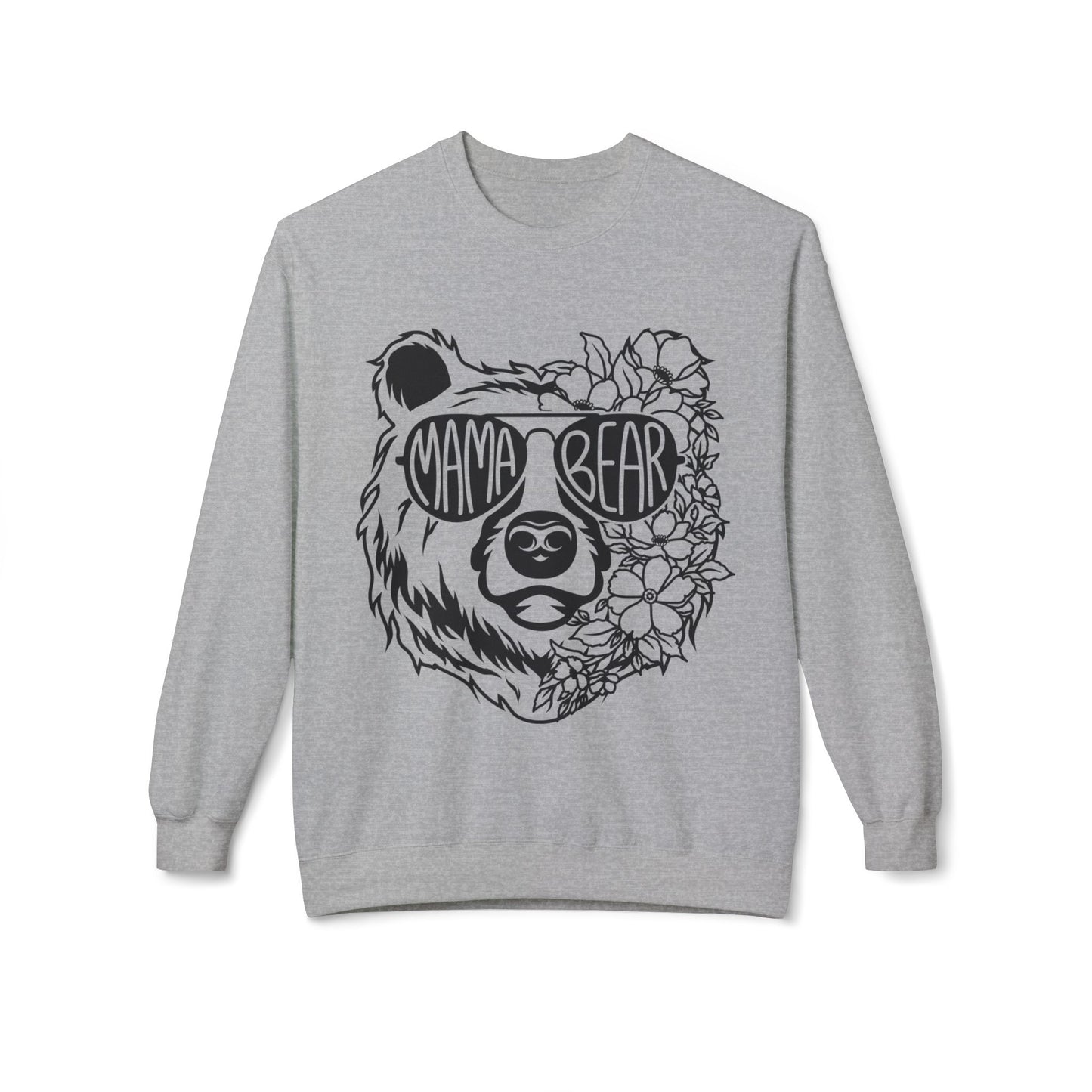 Mama Bear Floral Sunglasses Sweatshirt | Unisex Midweight Fleece Crewneck