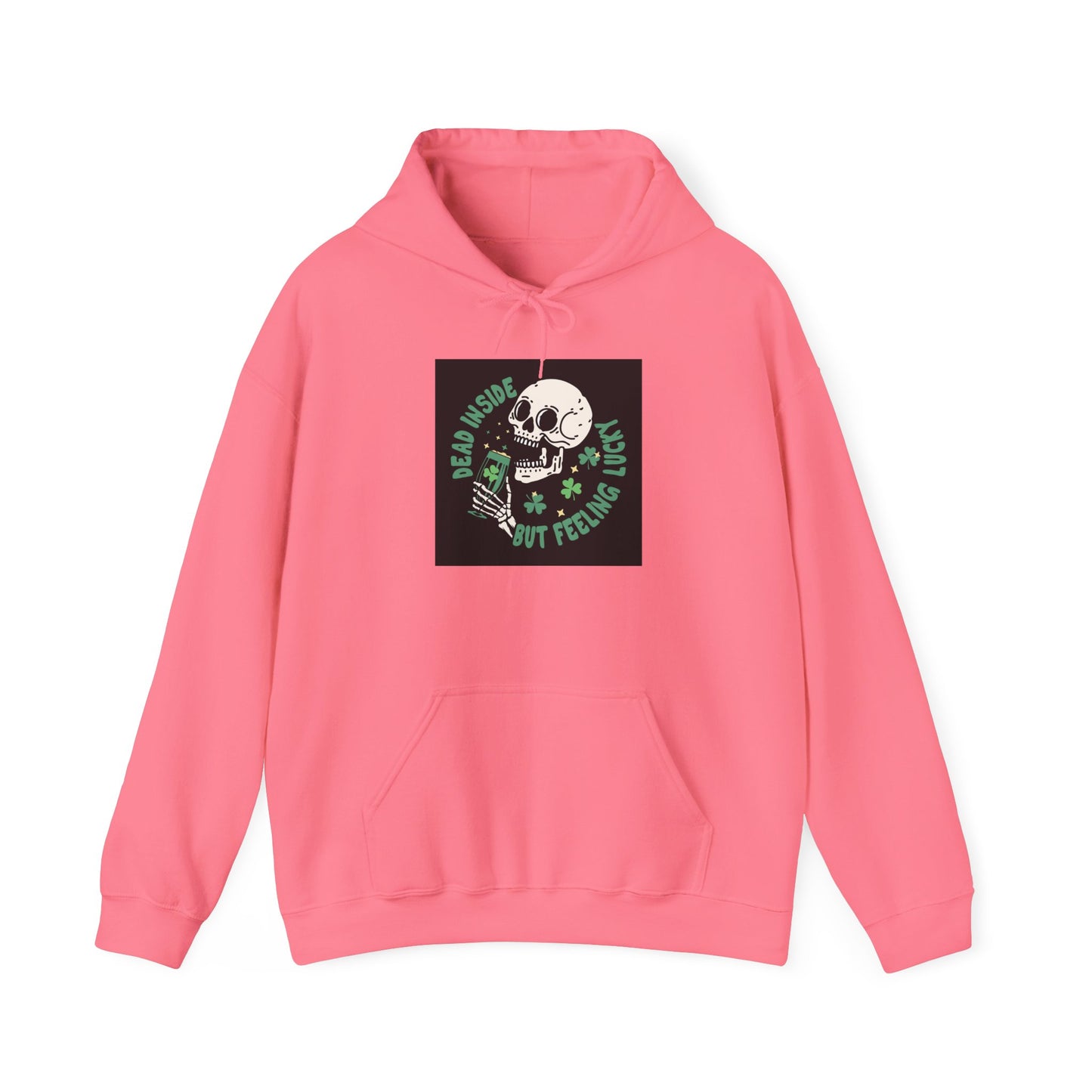 "Dead Inside but Feeling Lucky" Unisex Heavy Blend Hooded Sweatshirt - Perfect for Halloween & Casual Wear