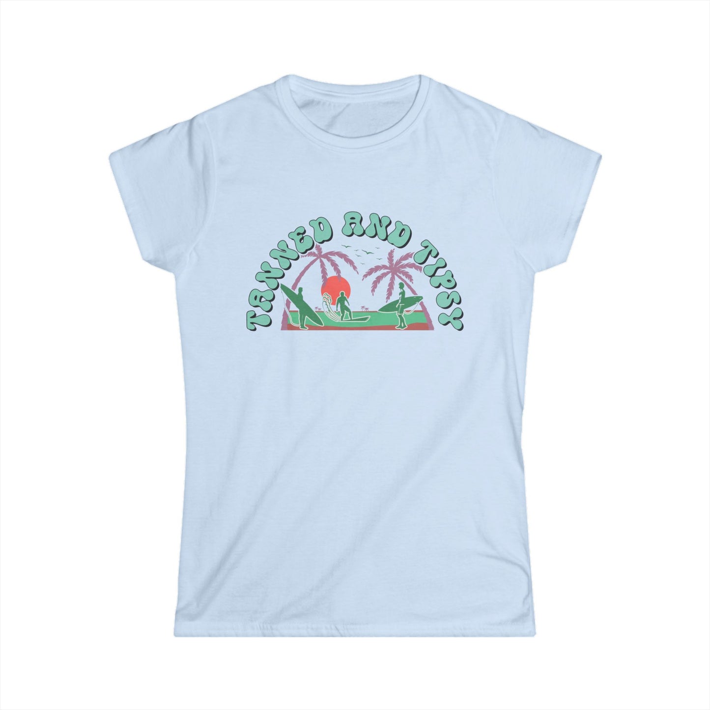 Tropical Vibes Tee - "Tanned and Tipsy" Women's Softstyle Shirt, Summer Casual Wear, Vacation Essentials, Gift for Her, Beach Day Top