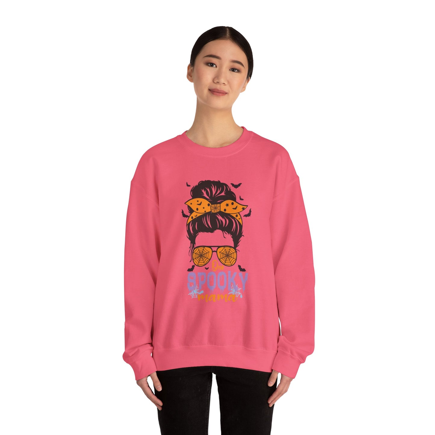Spooky Mama Crewneck Sweatshirt, Halloween Sweatshirt, Cozy Fall Apparel, Gift for Moms, Trendy Halloween Outfit